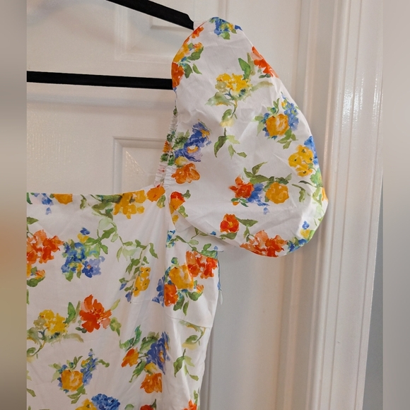 NWT Caroline Constas Hart Dress (Blanc Floral Mix) Maxi Dress w/ Puff Sleeves XL - Picture 3 of 16